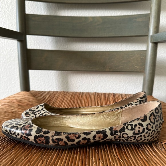 Jimmy Choo Patent Leather Leopard Print Flats - Picture 3 of 8